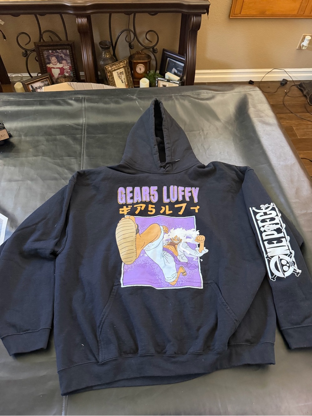 Ripple Junction Black Graphic 'GEAR5 LUFFY' Crewneck Hoodie